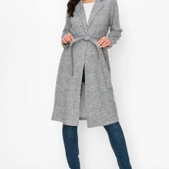 Grey Tied Front Cardigan | Midi-Length