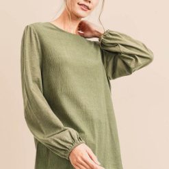 Caroline Loose Contrast Balloon Sleeve Top