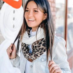 CC Beanie Ribbed Knit Leopard Print Infinity Scarf Scarves