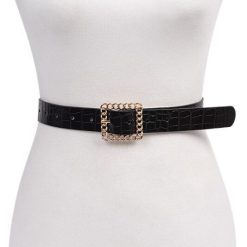 Crocodile Embossed Square Buckle Belts
