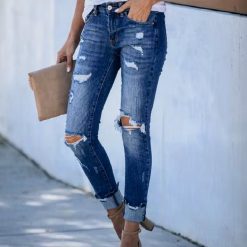 Everyday Midrise Destructed Ankle Skinny Jeans | Women's Denim