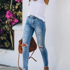 Everyday Midrise Destructed Ankle Skinny Jeans | Women's Denim