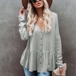Everyday Peplum Long Ruffle Cardigan