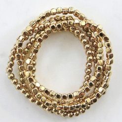 Gold Beaded Stretch Bracelet Set