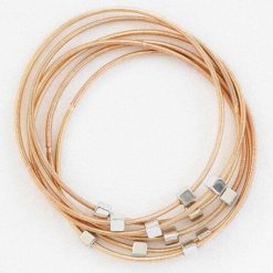 Gold Geo Square Silver Guitar String Bracelet Set