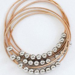 Gold Large Bead Guitar String Bracelet Set