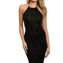 Night Sky Halter-Neck Cocktail Dress | Knee Length Dresses