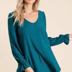 Isabella Swiss Dot Long Sleeve V-Neck Blouse Jolie Vaughan Mature Women's Online Clothing Boutique