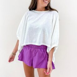 Smocked Flutter Shorts – Purple