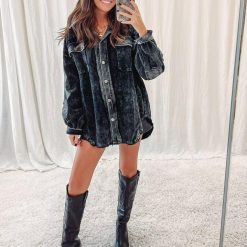 Vintage Black Corded Shacket