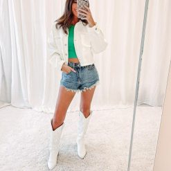 White Frayed Denim Jacket