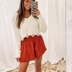 Adair Smocked Shorts – Rust