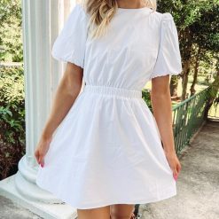 Cut-Out Poplin Mini Dress