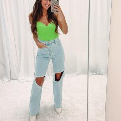 Neon Sweetheart Neckline Bodysuit
