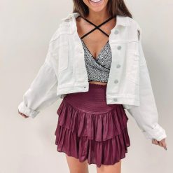 Rhinestone Denim Jacket – White