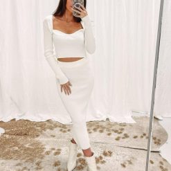Ribbed Midi Skirt + Crop Set