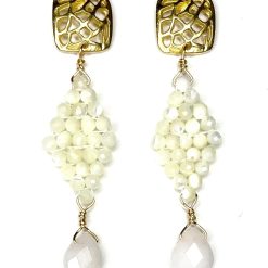 Solid Color Diamond Shaped Woven Earring (2 stone options)